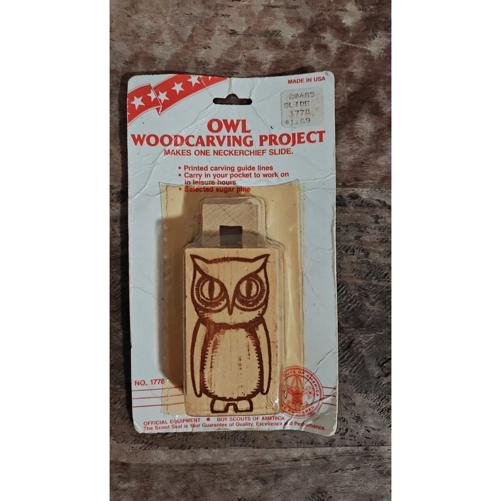 Vintage‎ Boy Scouts Of America Owl  Wooden Carving Set